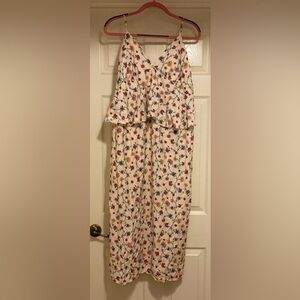 Future Collective Floral Print Sleeveless Empire Ruffle Midi Dress